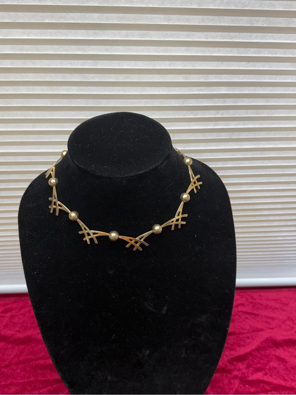 Vintage Gold tone Modernist Abstract Geometric Choker Necklace